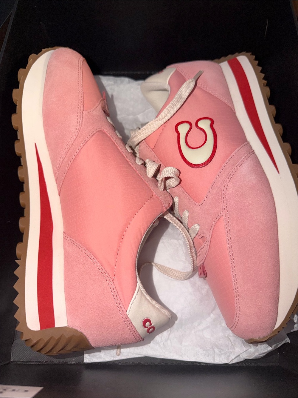 Coach Pink Suede & Nylon Retro Runner Sneakers